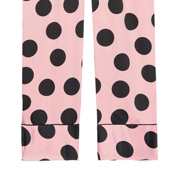 NWT L VS Satin PJ Pant Pink Polka Dot - Picture 15 of 15